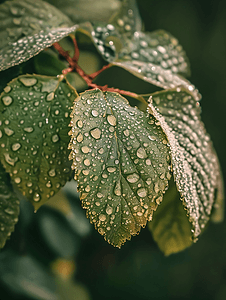谷雨节气摄影照片_树叶上的水滴