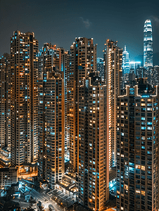 上海的城市夜景高楼大厦