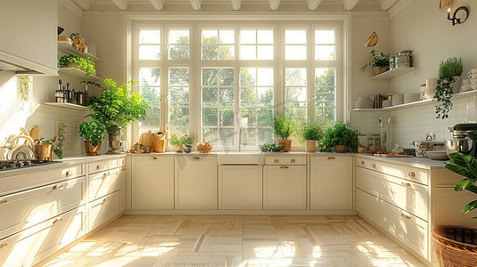 厨房的设计浅奶油色摄影照片