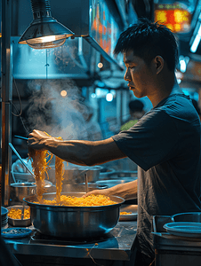 奋斗加班摄影照片_职场男性深夜加班吃泡面