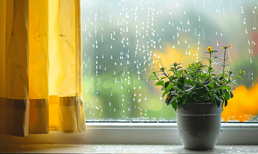 阴天摄影照片_雨天的窗舒服