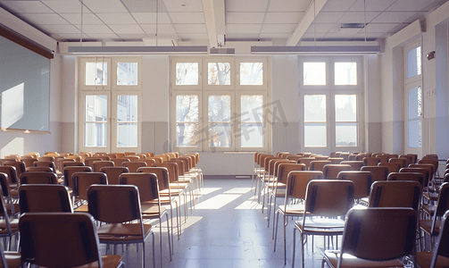 开学季摄影照片_季校园空荡荡的大学教室