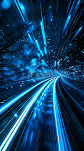 商务科技光线背景图片_蓝色商务科技流动光纤粒子蓝色光效背景素材