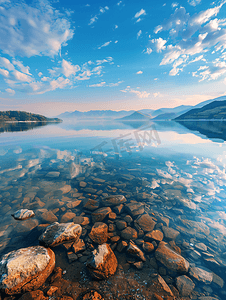 泸沽湖全景摄影照片_泸沽湖大气