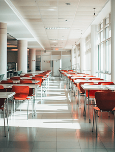 校园摄影照片_大学校园食堂空景