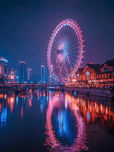 以花之名摄影照片_天津之眼夜景