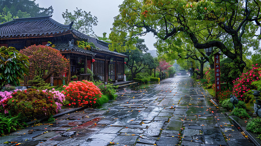 雨季风景景区的摄影高清摄影图