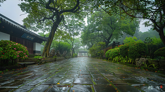 雨季风景景区的摄影图片