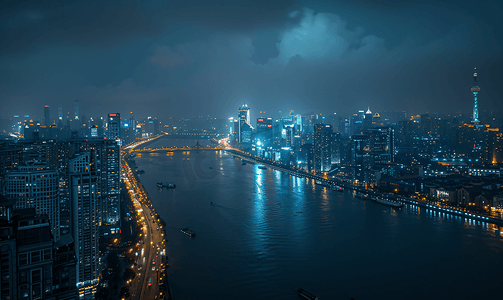 俯瞰上海五角场的夜景