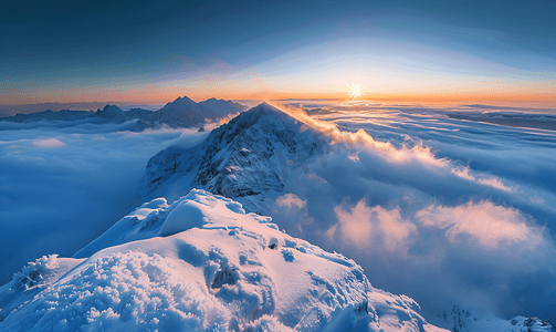 国朝山水插画摄影照片_山脉云海风景