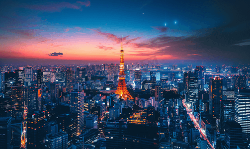 东京摄影照片_日本东京梦幻夜景