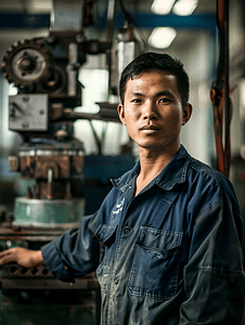 亚洲人技术人员在工厂里工作