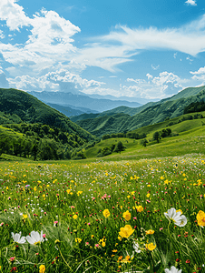 全景摄影照片_武功山绝望坡上草甸全景