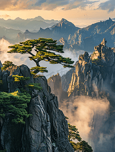 知名景区摄影照片_黄山雪松山峦美景