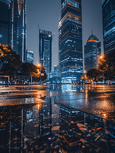 夜上海建筑摄影照片_万达广场城市夜景