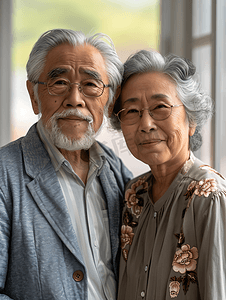 老年人理财摄影照片_亚洲人老年夫妇在理财
