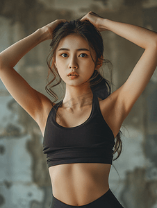 亚洲人青年女人健身