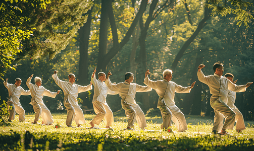 中国风尾牙摄影照片_亚洲人在公园里练太极拳的老人2