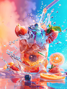 夏日冰激淋水果汽水