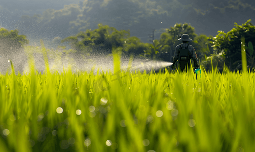 水稻田洒农药