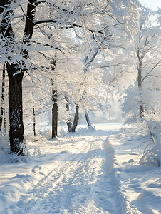 雪树林摄影照片_冬天雪景风光