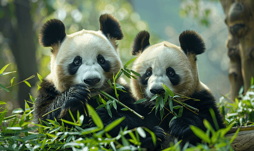 竹子ppt模板摄影照片_熊猫吃竹子成都