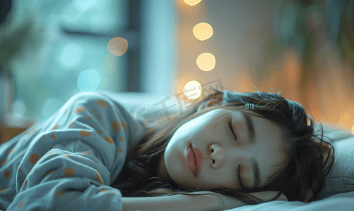 亚洲人年轻女人趴在床上睡觉