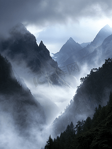 云雾森林摄影照片_云雾缭绕的山峦