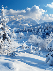 雪树林摄影照片_冬天雪景风光