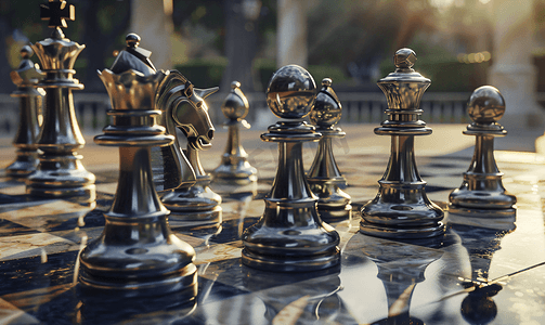 对垒摄影照片_国际象棋游戏