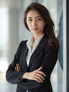 白领背景摄影照片_亚洲人年轻商务女性