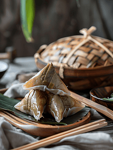 豆沙粽摄影照片_端午节肉粽吃粽子