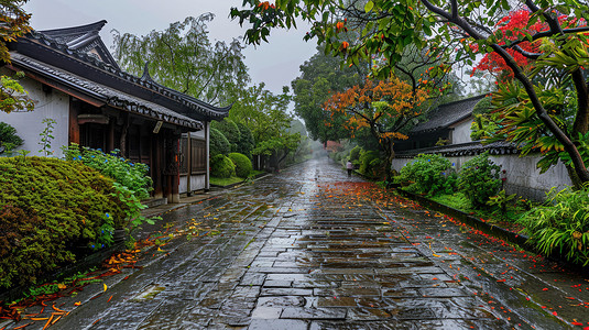 雨季风景景区的摄影高清图片