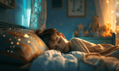 玩魔方的小朋友摄影照片_居家儿童床上睡觉