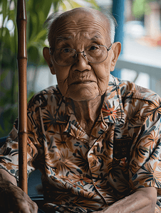 亚洲人生病的老人在医院
