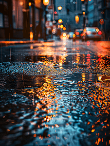 经济摄影照片_雨后的街道商业