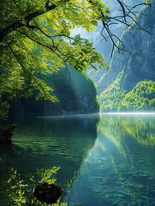 秋摄影照片_静谧的河流湖泊