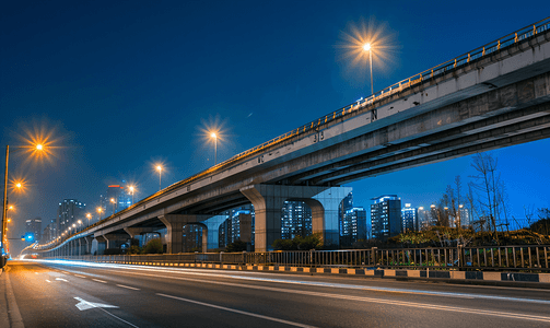 城市夜景道路摄影照片_北京城市交通立交桥夜景