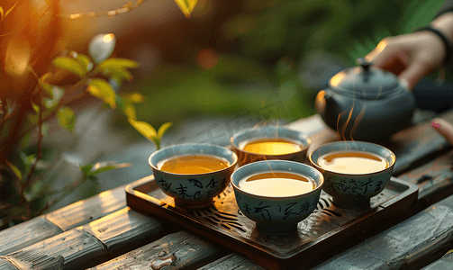 国潮风茶叶海报摄影照片_武夷茶文化喝茶