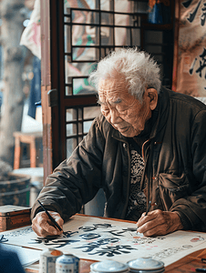 古风学习摄影照片_老年人聚会画国画