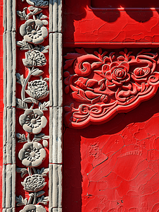 中国风石雕红墙