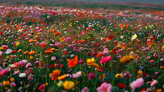 彩色户外花朵花丛的摄影照片