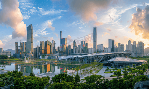 蓝天高楼摄影照片_深圳地标城市建筑风光