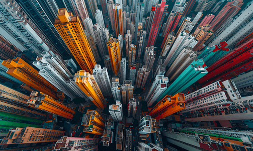 香港密集的居民区城市上空