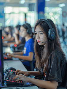 多人投资摄影照片_亚洲人青年女人使用电脑