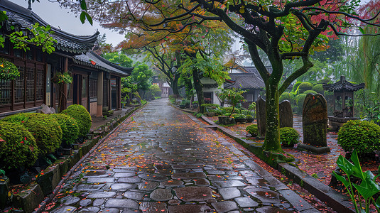 古风摄影照片_雨季风景景区的摄影摄影照片