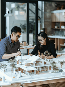 亚洲人建筑设计师们一起讨论设计构思6
