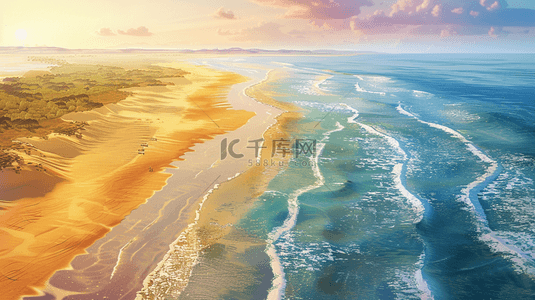 海边海浪背景图片_清新唯美自然户外海边海浪沙滩浪花的背景