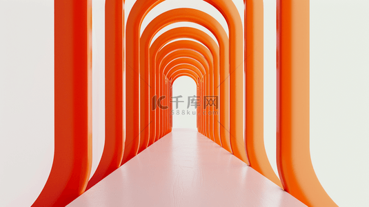 橘色渐变纹理线条质感空间走廊的背景