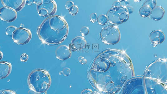 浅蓝色气泡背景图片_浅蓝色场景晶莹剔透气泡的背景
